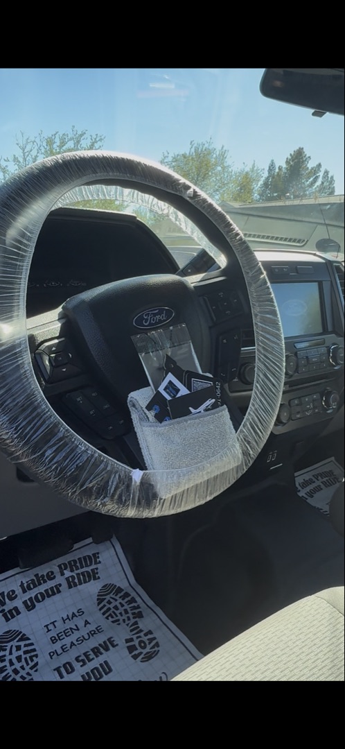 Ford truck interior steering wheel with Skyline card
